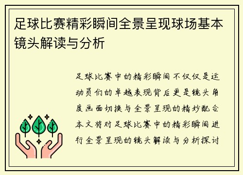 足球比赛精彩瞬间全景呈现球场基本镜头解读与分析